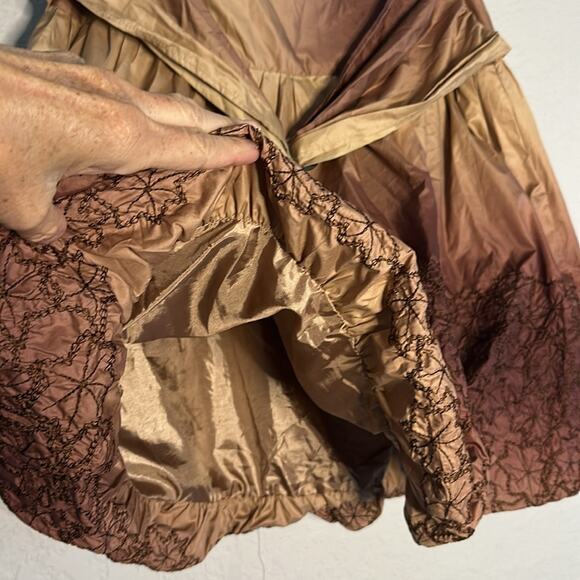 Brown Ombré Bubble Skirt Y2K Celui Side Zipper Silky Medium 80s Punk Fall Indie - Picture 4 of 7